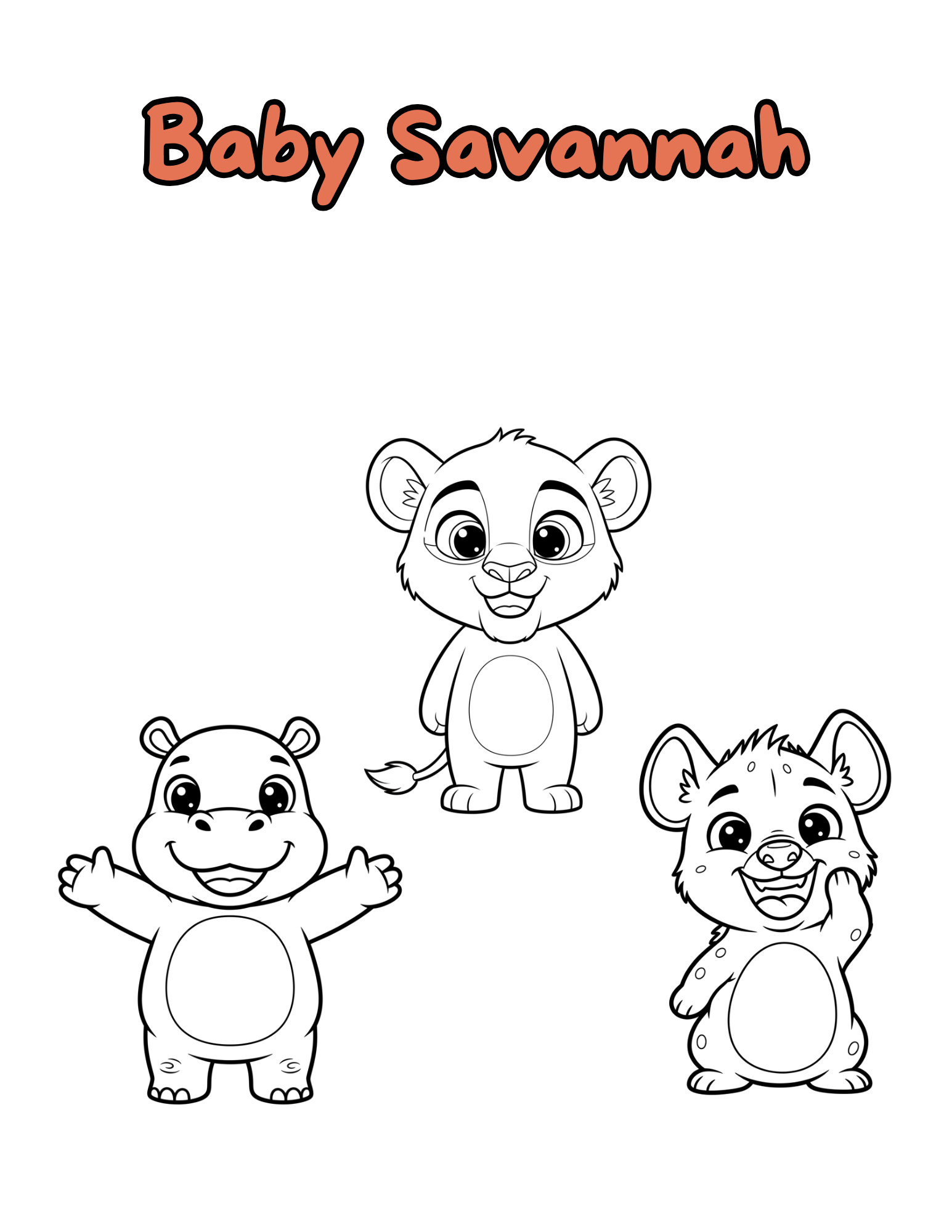 Cover of the African wildlife coloring book: Baby Savannah