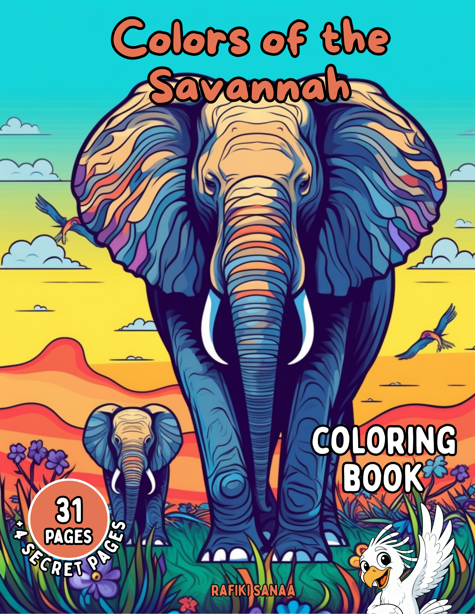 Cover of the African wildlife coloring book: Colors of the Savannah